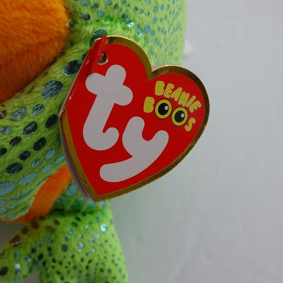 Ty Beanie Babies Boos Speckles Frog 2014 Green Orange Stuffed Animal Plush Toy - Picture 8 of 12